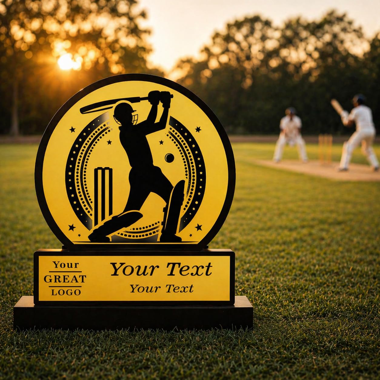Custom Cricket Wooden & Acrylic Trophy with Batsman Silhouette, Personalized Sports Award-picture-24