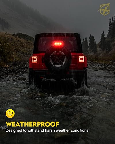 Miniatura 5 de Xprite Tercera luz de freno LED mejorada compatible con Jeep Wrangler JL JLU 2018-2024, luz trasera de montaje alto aprobada por DOT