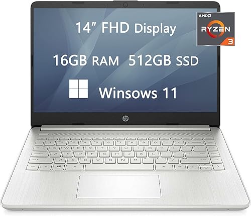 Portátiles HP mejorados 2022 para estudiantes universitarios y negocios computadora FHD de 14 pulgadas AMD Ryzen 3-3250U 16 GB de RAM SSD de 512 GB