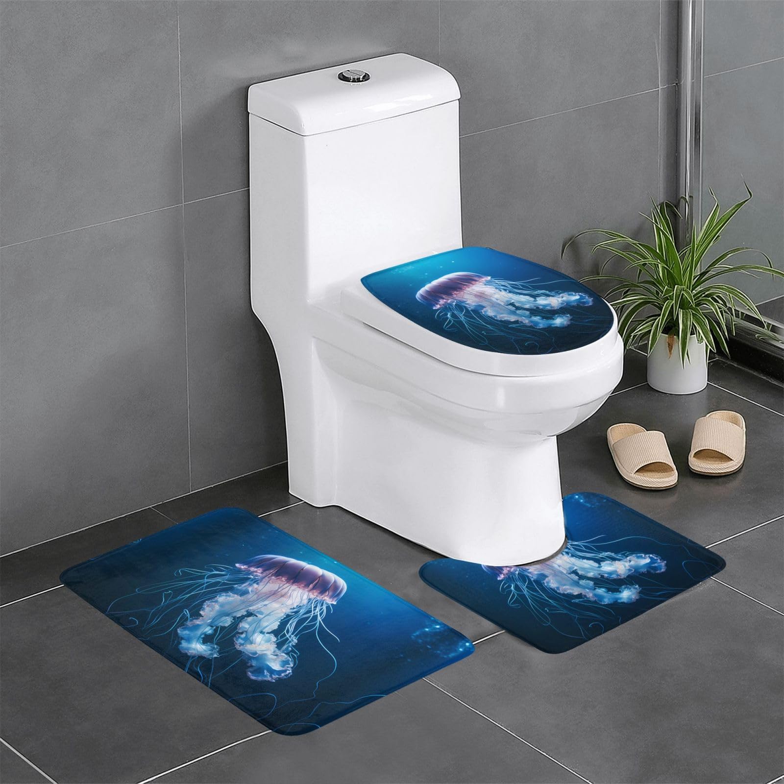 Tapis de salle de bain antidérapants et faciles à nettoyer Medusa 3 pièces