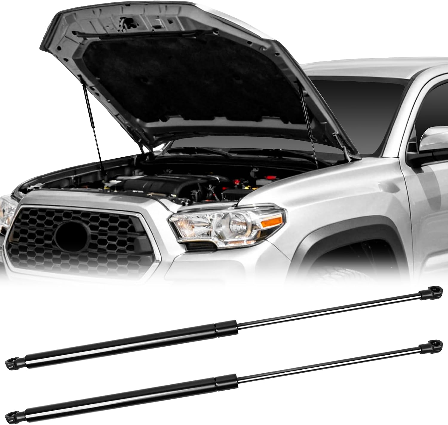 Hood Struts Lift Support, Hood QuickLIFT Plus System Compatible with Toyota Tacoma 2016-2023, All Black Components, Gas Shock Lift Supports Spring, Need to Drill