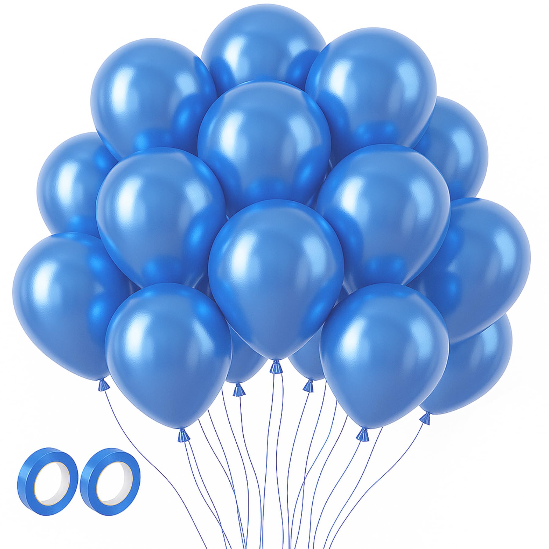Voircoloria 105pcs Metallic Blue Party Latex Balloons, 12inch