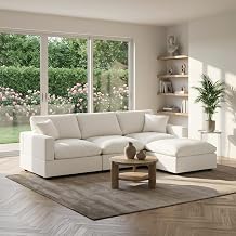 95.4" Cloud Couch L Shaped Modular Sectional Sofa, Cream White