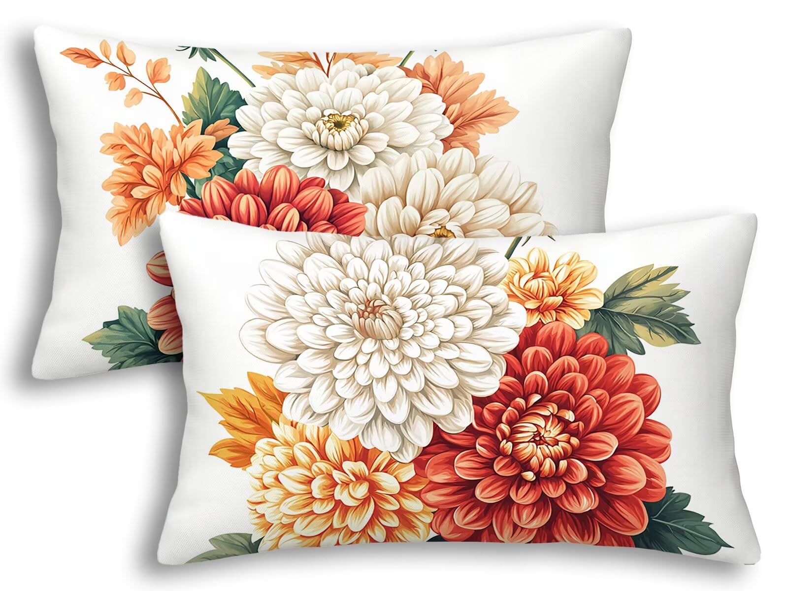 Housse de coussin rectangulaire 40x80 blanche fleurie pour raviver un canapé fatigué