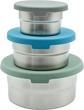 Stainless Steel Food Storage Containers - 3 Pack - 3 Oz, 6.1 Oz, 12.85 Oz with Leakproof Silicone Lids, BPA-Free, Dishwasher & Freezer Safe, Nesting & Stackable for Meal Prep, Lunch Boxes & Snacks