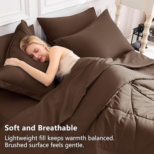 Miniatura 244 de CozyLux Juego de edredón de tamaño Queen, rojo burdeos, toda la ropa de cama en una sola bolsa, 7 piezas: edredón, fundas de almohada y de almohada