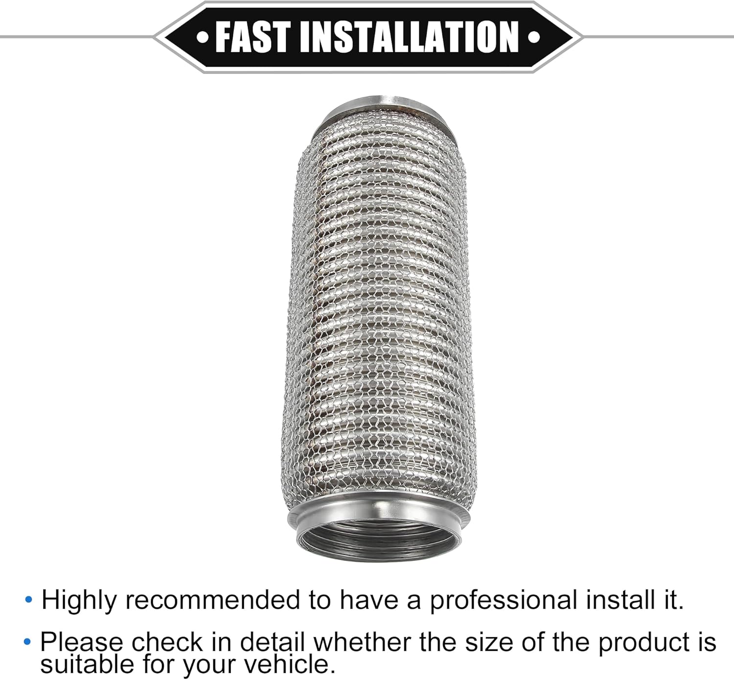 Car Exhaust Flexible Pipe, 76x254mm 2.99"x10" Exhaust Flex Connector Pipes Bellows Universal for Car Durable Stainless Steel Silver Tone