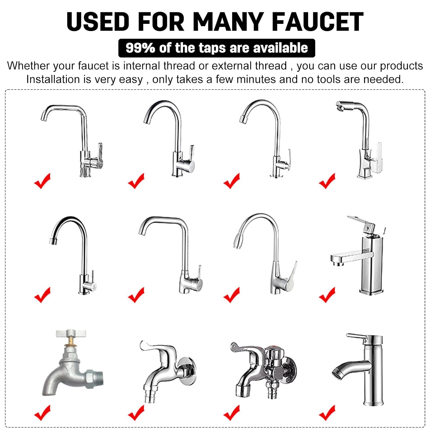 3 Pack Sink Water Filter Faucet, 360° Rotating Faucet-Mount Water Purifier with 10 Filter Cartridges, Removes Chlorine, Fluoride & Heavy Metals from Hard Water for Kitchen & Bathroom