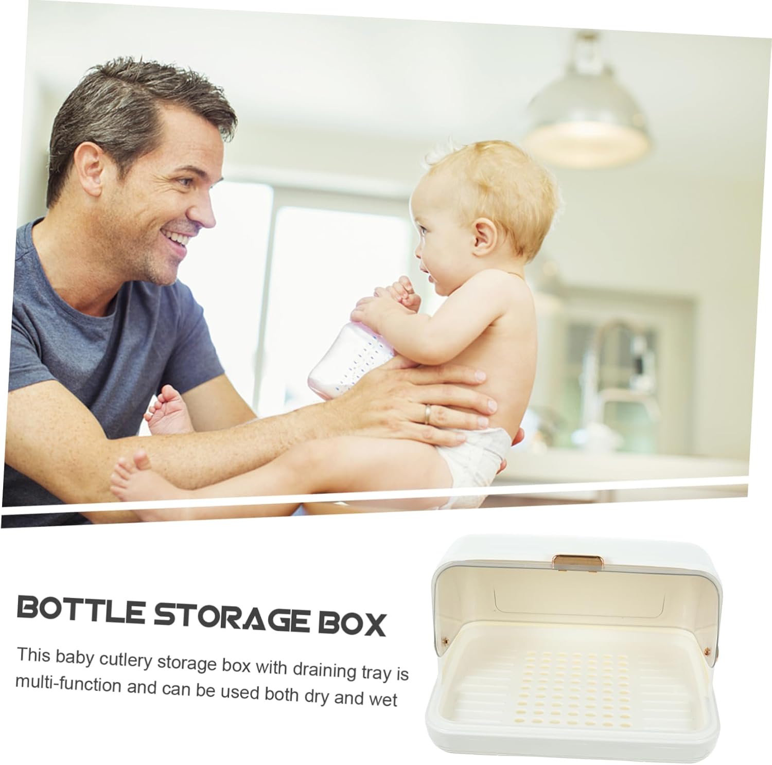 Kisangel Multi Use Kitchen Drain Rack with Transparent Cover Medium Cup Holder for Bottles and Tableware Storage Space Saving Desktop Organizer Preventing Dust and Contamination White