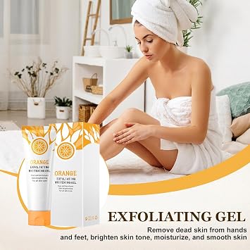 2PCS Orange Peeling Gel, Deep Exfoliating Cleanser for Face and Body, Facial Exfoliator with Orange Bubble Formula, Vitamin C Facial Scrub Gel, Smooth & Radiant Skin, Eliminate Dead Skin Cells