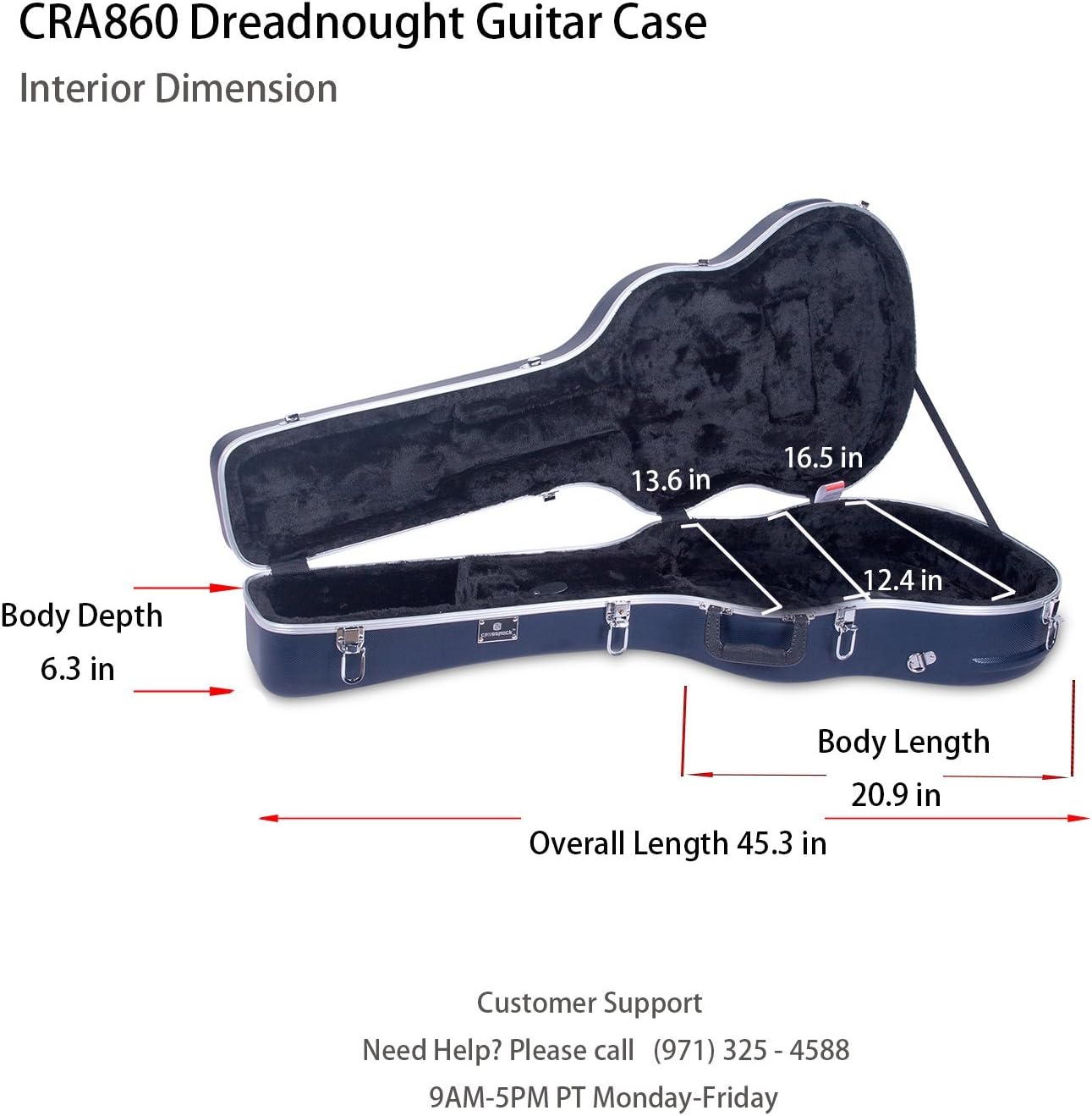 Crossrock Acoustic Guitar Case in Black (CRA860DBK)