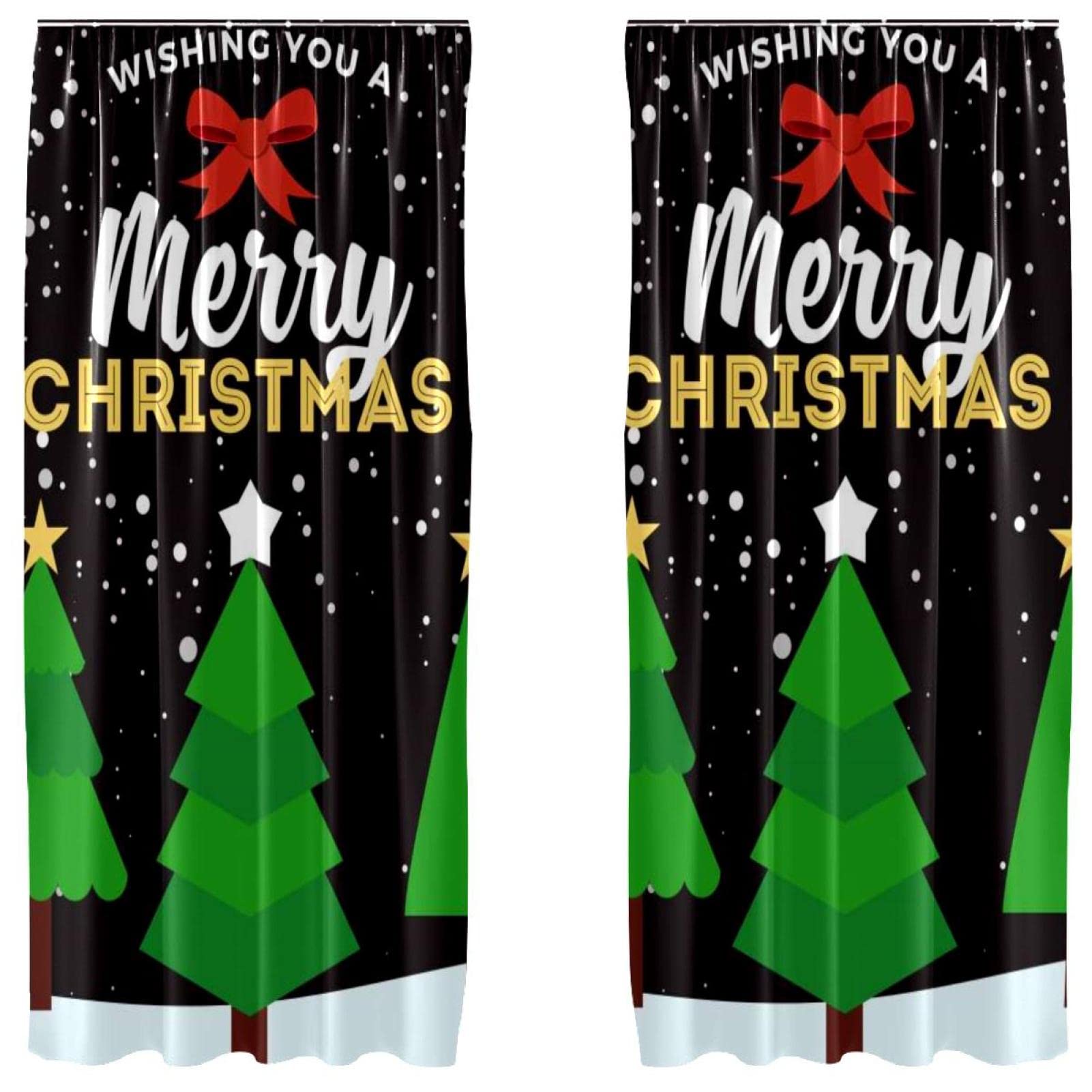 Voilage sapin de Noël de qualité lot de 2 rideaux légers 140x213 cm