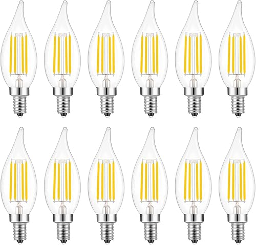 Lamsky Bombilla LED E14 con base europea de 4 W, bombillas LED regulables equivalentes a 40 W, bombillas LED con punta de llama, 110 V, 4000 K,