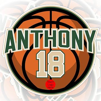 Personalized Custom Basketball Ball Sticker Custom Logo Team Name & Numbers Sticker Helmet Stick Waterproof Vinyl Sticker for Water Bottle Cars Laptops Phone Gifts for Adults Kids Boys