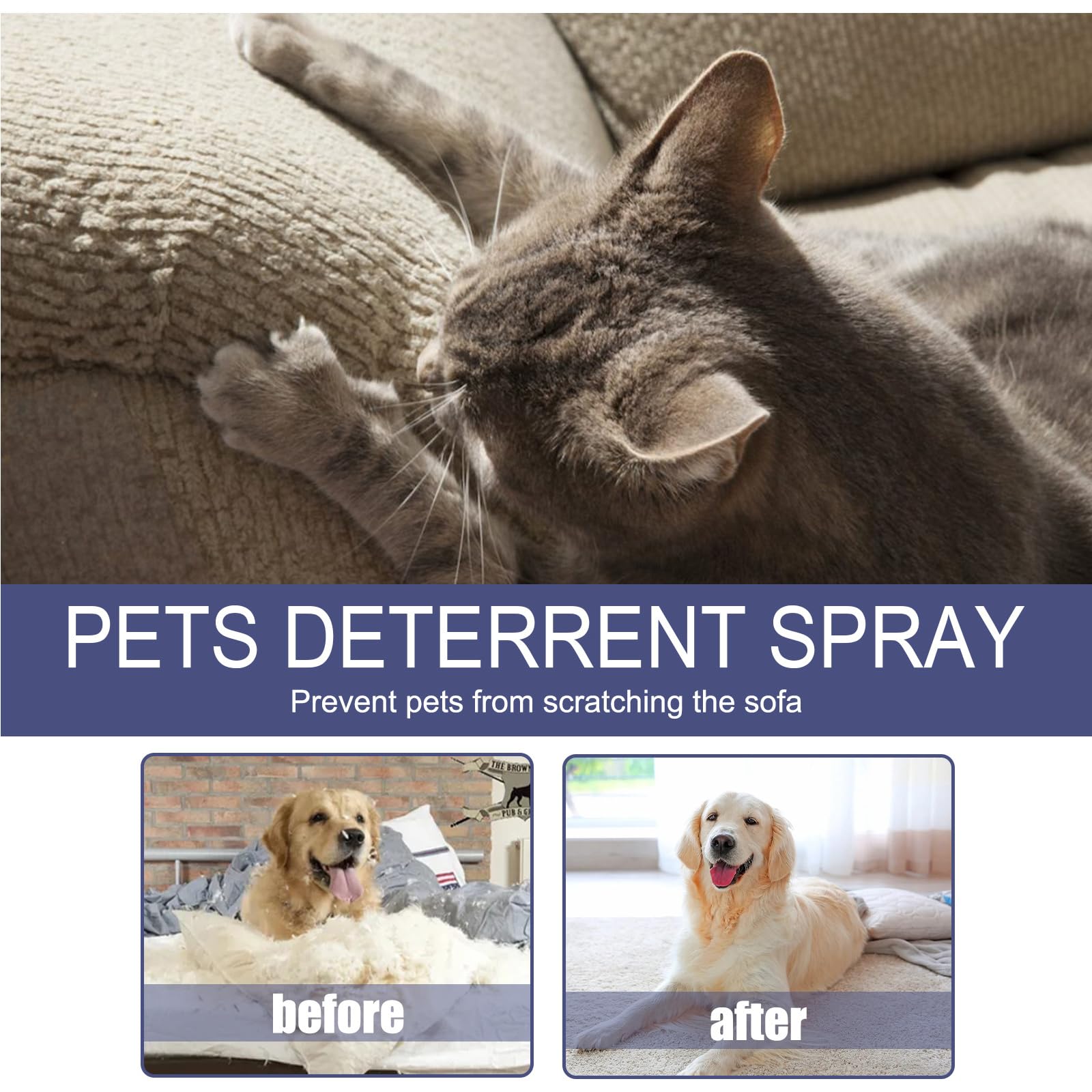 Spray AntiGraffio per Gatti,Gatto Anti Scratch Spray,Spray Anti-Masticazione,Spray AntiGraffio Gatti Divano,Gatti Cani Spray Amaro,Naturale Efficace Cane Anti Scratch Spray