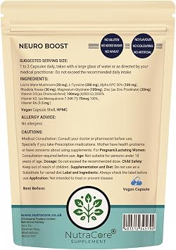 Neuro Boost | Lion's Mane & Alpha GPC | 90 Caps | NutraCore