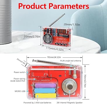 Löten DIY Elektronische Kits DigitalradioElektronik Löt Bausatz Radio mit Digitalanzeige und Lademodul für Lötübungs Lehr und Schulelektronik Ausbildung.