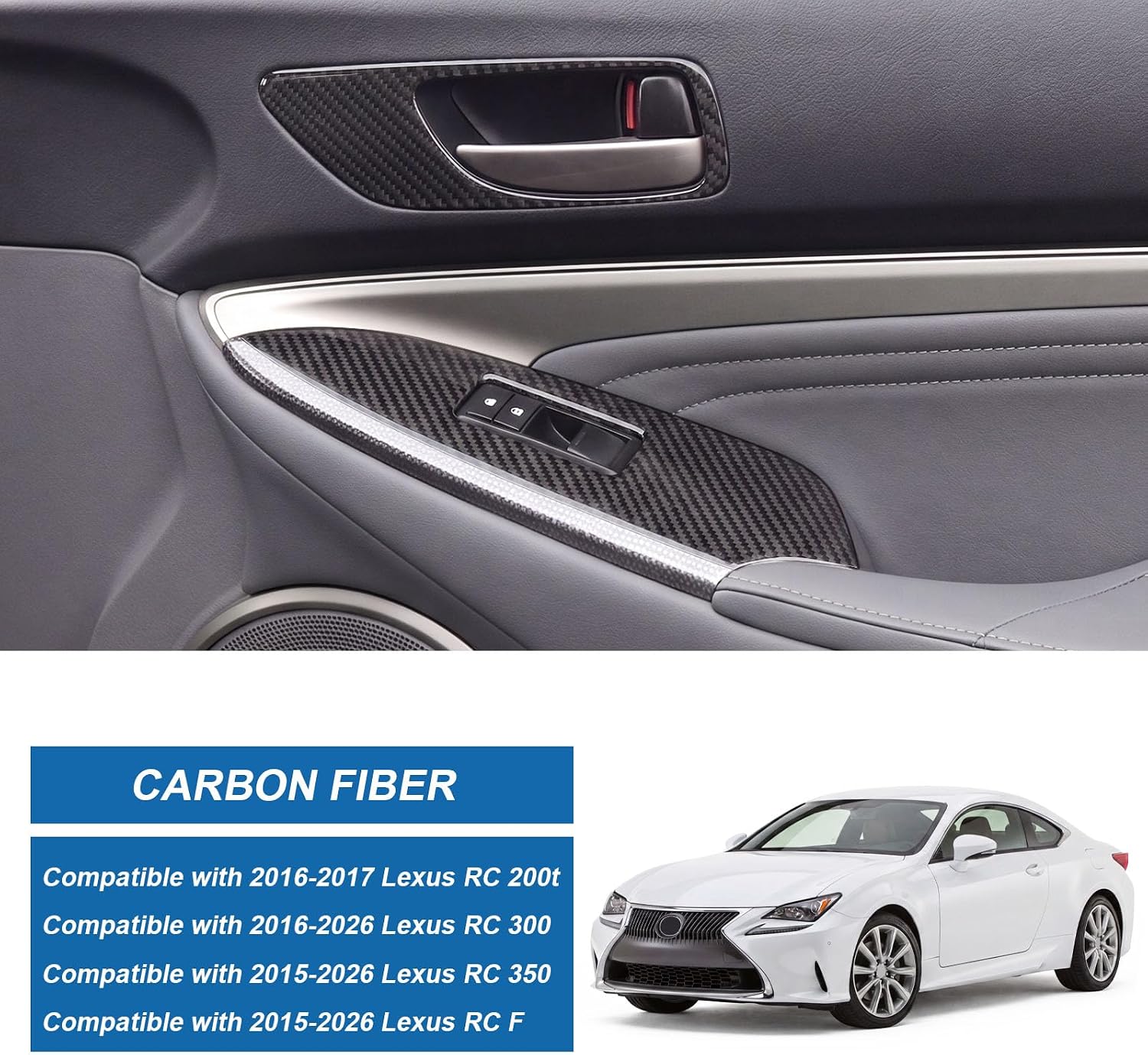 Real Carbon Fiber Window Switch Panel Trim for 2015-2025 Lexus RC