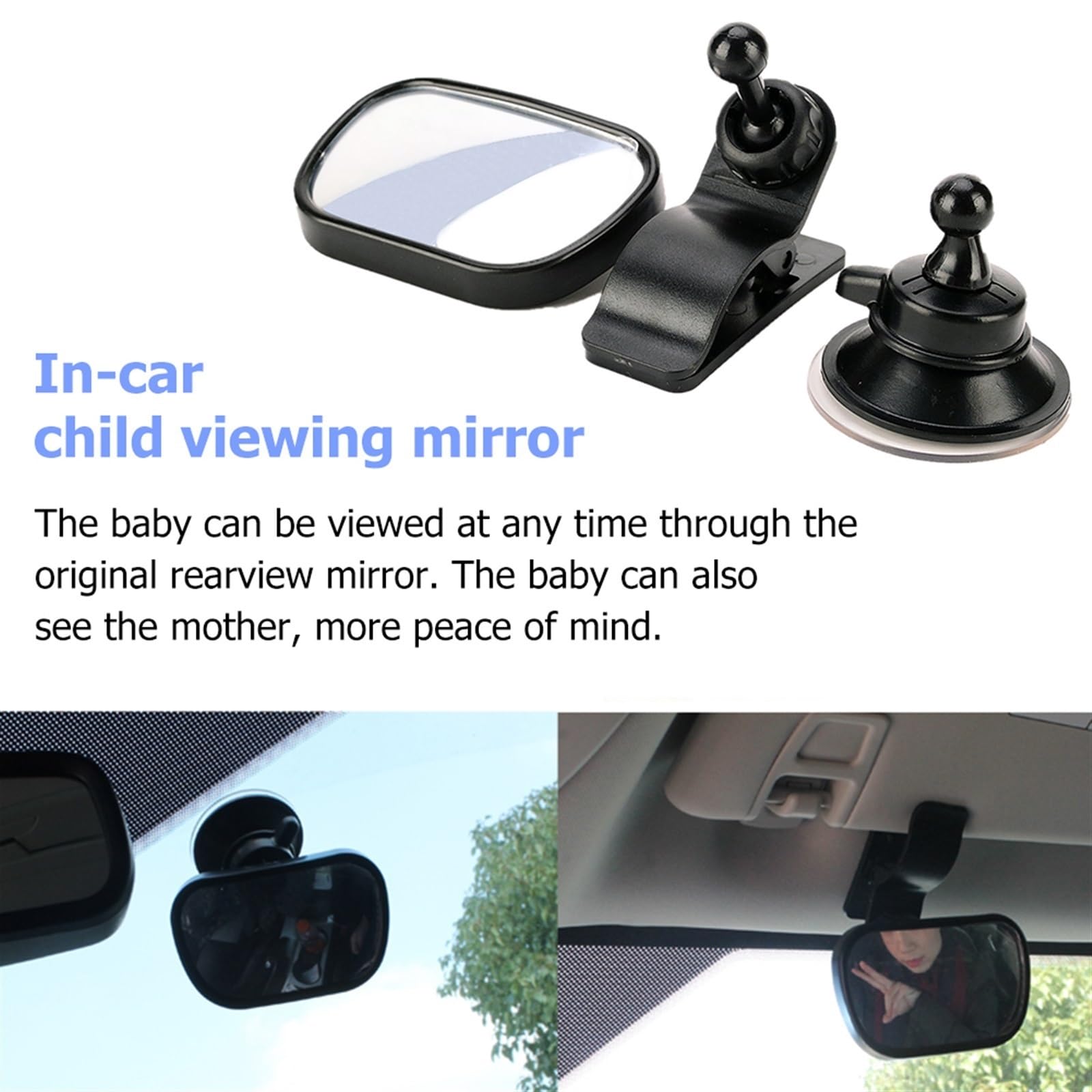 Miroir de voiture banquette arrière convexe incassable bébé enfants rétroviseur 2 en 1 verre rétroviseur d'aile porte