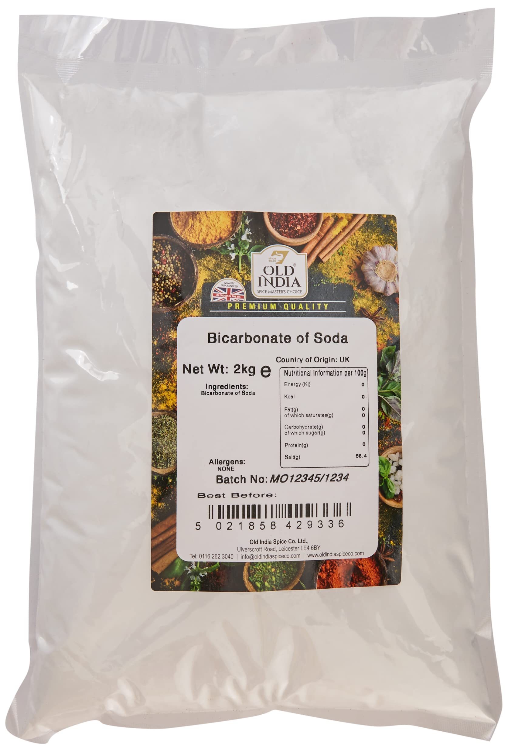 Old India Bicarbonate of Soda 2kg, (Packaging may vary)