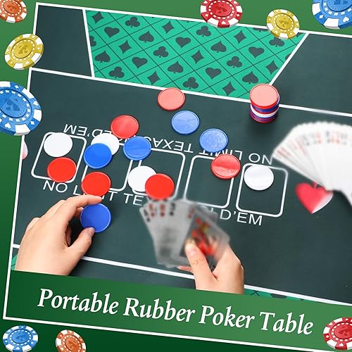 Miniatura 3 de Kinlop Tapete de póquer de 46.5 x 23.5 pulgadas con bolsa de almacenamiento, cubierta de mesa de póquer de goma portátil plegable de Texas Poker