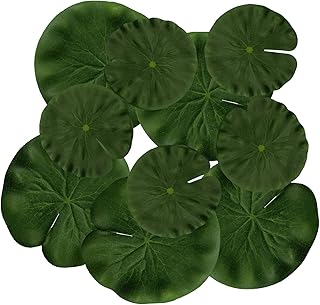 mozhixue 10pcs Artificial Floating Lotus Leaves Fake Aquarium Plants Realistic Fish Tank Plants Decorations Artificial Lily Pads for Ponds Garden Pool Decor 4inch and 5.9inch (Lotus Leaf)