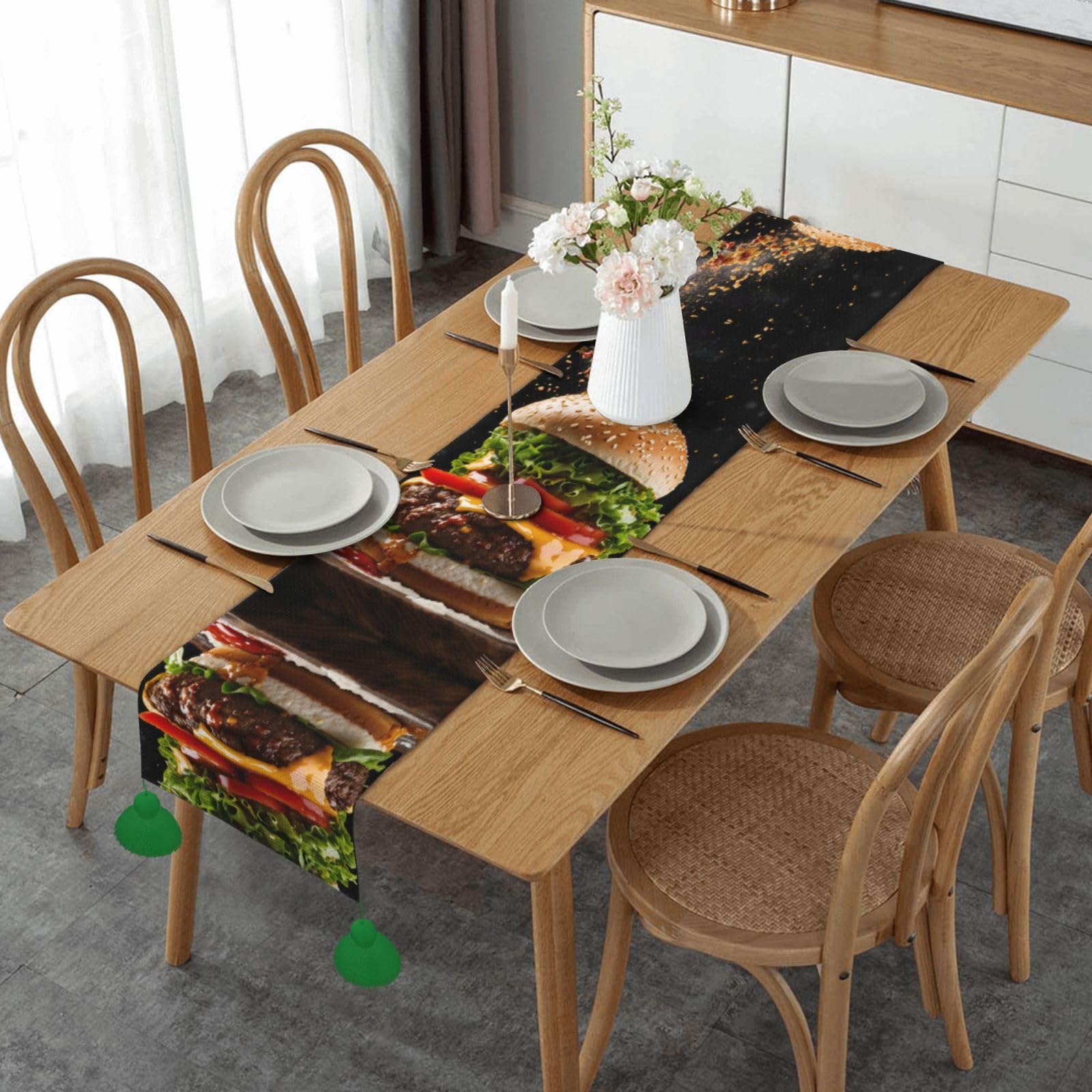 Chemin de table imprimé alimentaire pour table de salle à manger