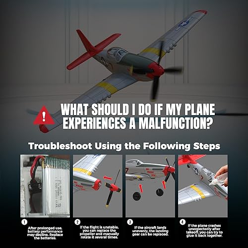 Miniatura 8 de VOLANTEXRC Avión RC, control remoto de 4 canales, avión de combate RTF con giroscopio de 6 ejes, 3 modos y acrobacias aéreas fáciles de volar, avión
