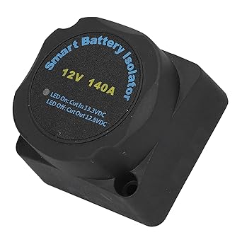Ubersweet Battery Isolator, Dual Battery Automatic Charger 12V140A Installation Accessories Automatic Charging Voltage Sensitive Relay with 2 X Washer for Boats