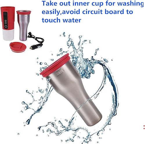 Miniatura 5 de GEEZO Taza de café de viaje con control de temperatura inteligente, taza de viaje eléctrica con calefacción, vaso de acero inoxidable, calefacción