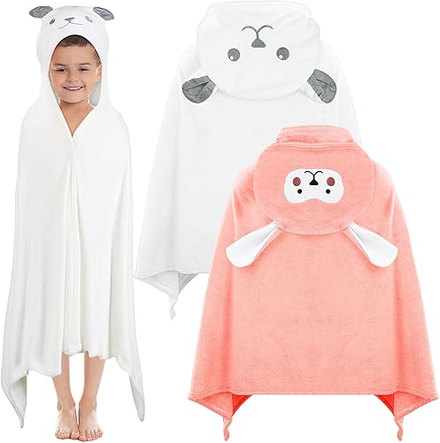 Preboun 2 toallas con capucha para niños, 27.5 x 55 pulgadas, toalla de baño grande para niños de 3 a 10 años, toalla de baño suave para niños