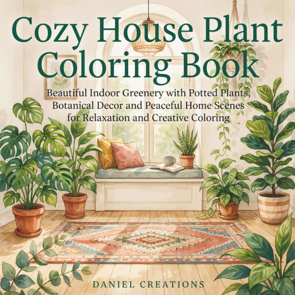 Cozy House Plant Coloring Book: Beautiful Indoor Greenery with Potted Leaves, Botanical Decor and Peaceful Home Scenes for Relaxation and Creative Expression