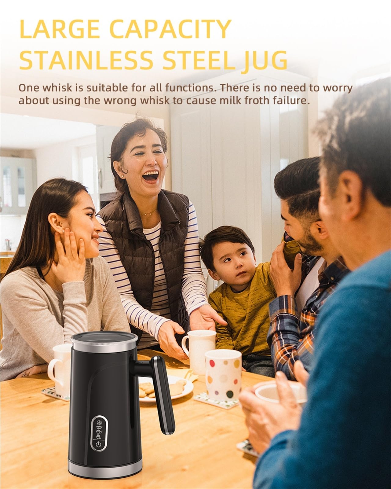 Elektryczny spieniacz do mleka i parownik podgrzewacz do piany 4 w 1 do kawy latte, gorącej czekolady, espresso, cappuccino automatyczny spieniacz na gorąco/zimno i podgrzewacz do mleka 300 ml