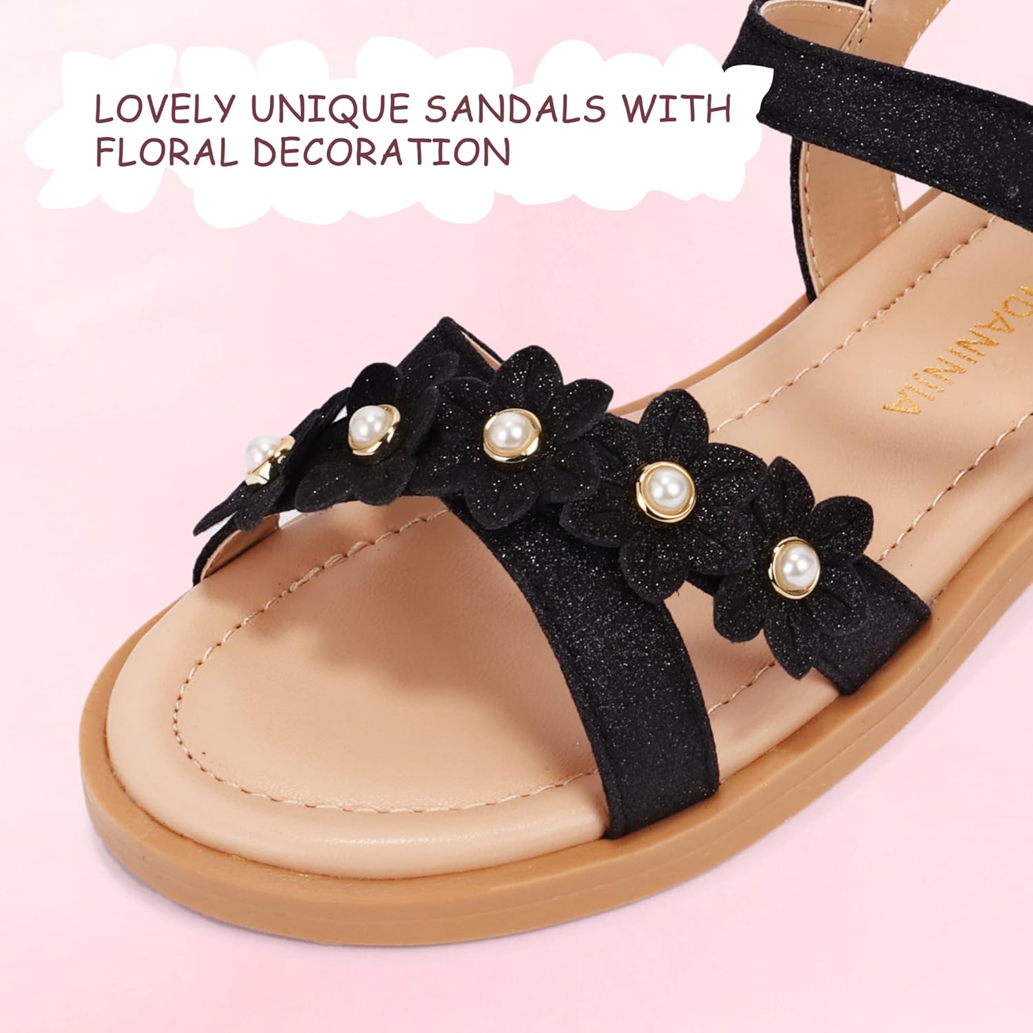 PANDANINJIA Elva Girls Sandals Open Toe Cute Flats Dress Sandals Cross Strappy Summer Shoes Toddler/Little Kid/Big Kid - Image 4