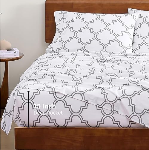 Miniatura 4 de LANE LINEN - Juego de sábanas de 4 piezas 100 % algodón orgánico percal puro King, ropa de cama suave transpirable para colchones de hasta 15