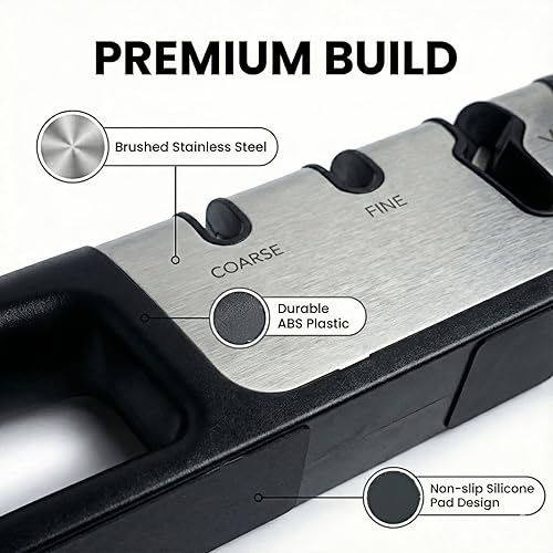 Miniatura 4 de Afilador de cuchillos de 3 etapas para cuchillos de cocina, afilador profesional con ranuras gruesas, finas y para tijeras, abrasivos de diamante,