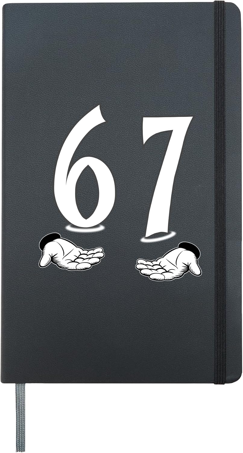 Funny Six Seven 6 7 Meme Gen Alpha Slang six seven 67 Hardcover Journal, Black