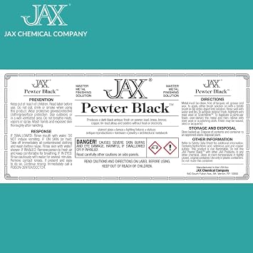JAX Pewter Black - Metal Finishing Solution - Antique Finish without Heat or Electricity - 2 Ounce