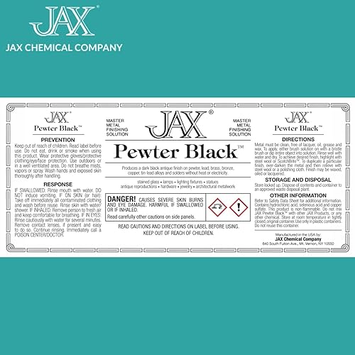JAX Negro peltre  Solución de acabado de metal  Acabado antiguo sin calor ni electricidad  2 onzas