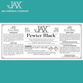 JAX Pewter Black - Metal Finishing Solution - Antique Finish Without Heat or Electricity - Pint