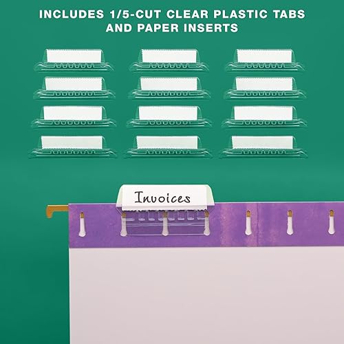 Miniatura 3 de Global Printed Products Carpetas colgantes impresas de diseñador de lujo, 4 patrones, tamaño carta, 12 por paquete (acuarela sólida)