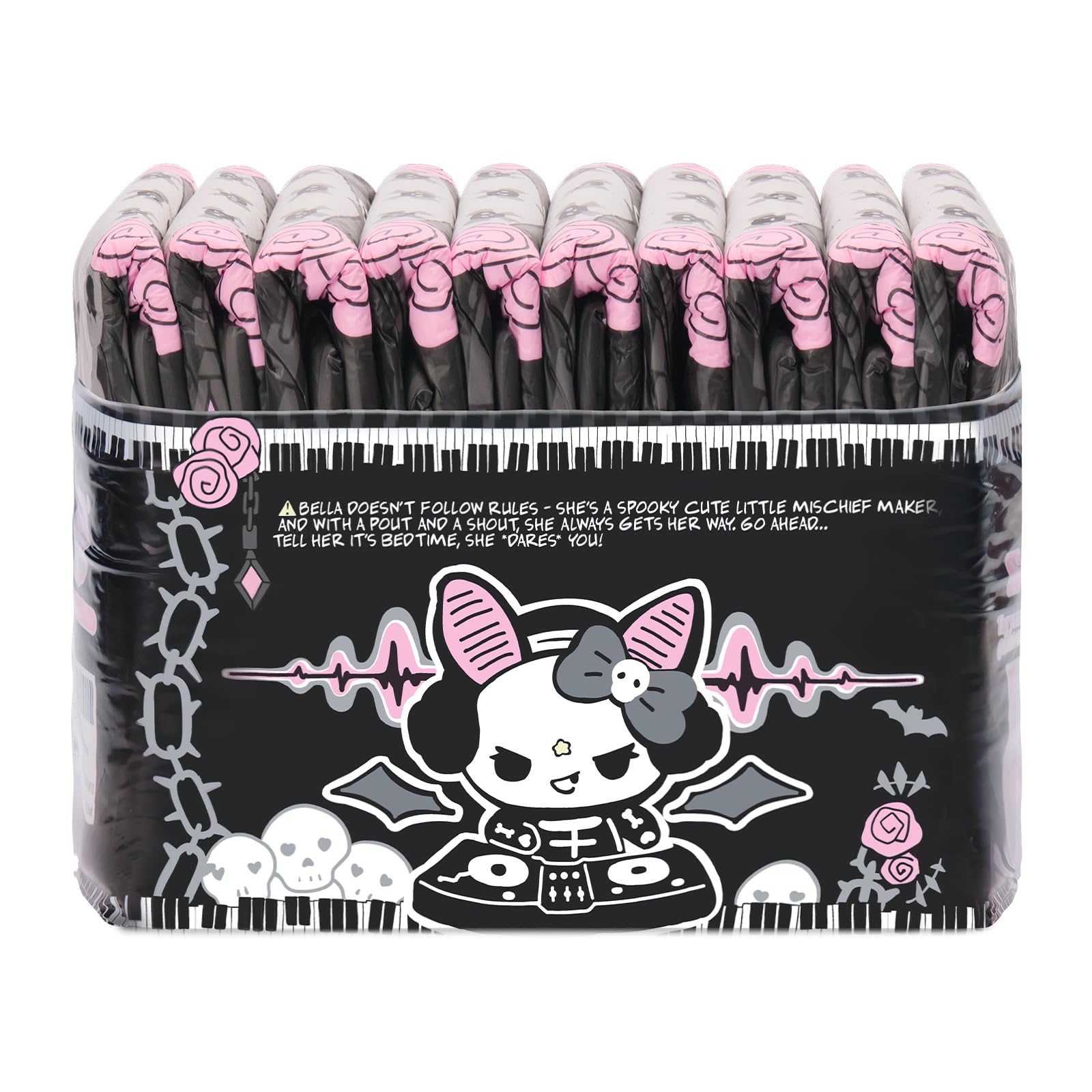 LittleForBig Assorbente Ultra 7000 ml Pannolino Stampato per Adulti 10 Pezzi - Goth Brat (L)