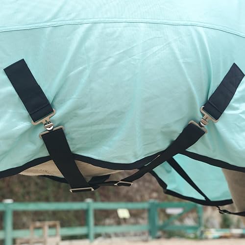 Miniatura 10 de Gallopoff Cómoda sábana de malla para moscas de caballo, equina, para verano, cuello alto, color blanco, 72