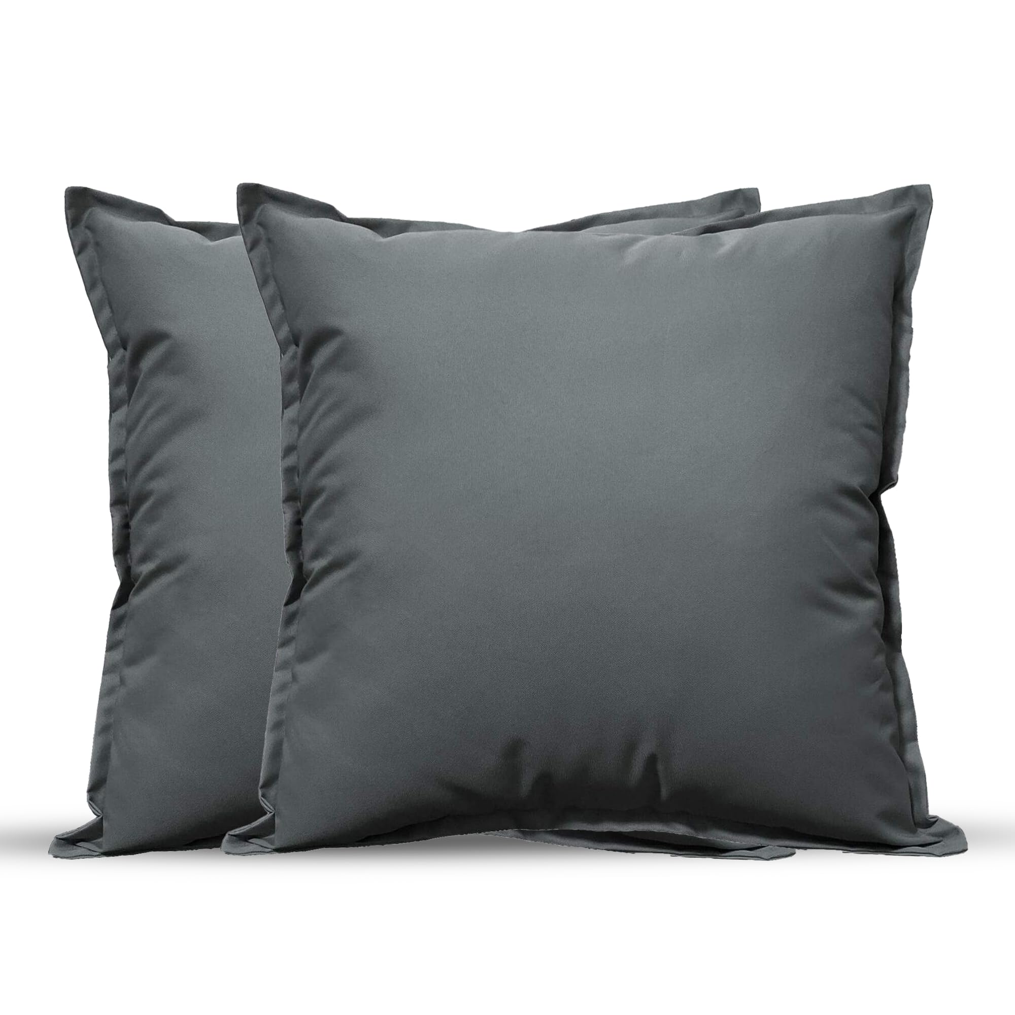 Outdoor Cushions Waterproof FILLED 2 Pack 45x45cm 18"x18" Zippered Outdoor Garden Cushions Waterproof With Cushion Covers Living Room Garden Sofa Patio (Grey, 45 x 45 cm (Pack of 2))