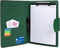 Vista 10 de Carpeta portafolio con portapapeles, carpeta organizadora de portafolios de cuero con cubierta de cierre magnético para entrevista, currículum