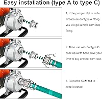 Vista 6 de SAFBY Manguera de descarga de agua para bomba con accesorios de aluminio Camlock A C E F, manguera de drenaje de retrolavado resistente de tres