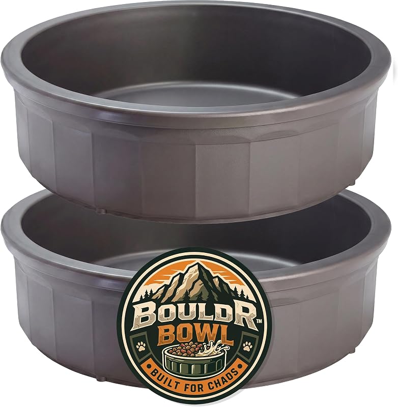 Tigela para Cães e Gatos Healthy Surplus BouldrBowl de Plástico Reforçado, Cinza, 2 Unidades, 2,84 L