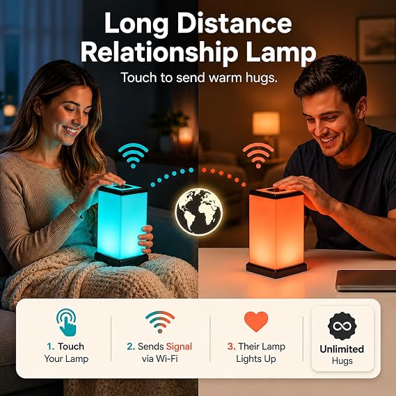 Friendship Lamp by Filimin Modern - Best Friend Lamps Wi-Fi Touch Lamp LED Light for Long-Distance, Connection, Relationship, Friendship, Gifts, Love, 200+ Colors, App Setup - Set of 2