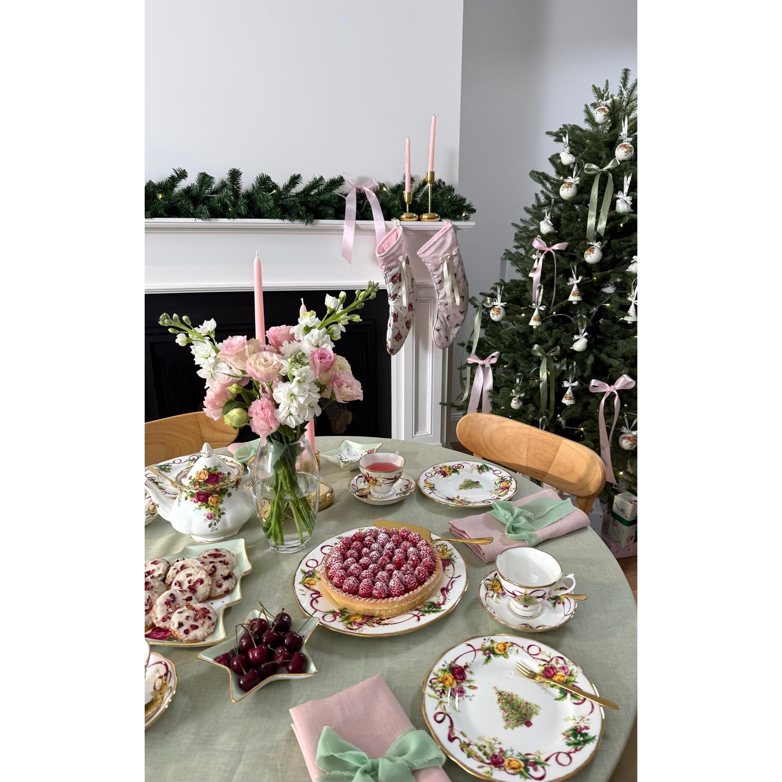 Royal Albert Old Country Roses Service de table 5 pièces pour sapin de Noël
