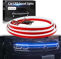 Vista 29 de Tira de luz para capó de automóvil, 79 pulgadas, tira de luces LED blancas para capó, flexible, impermeable, escaneo dinámico DC12V, luces